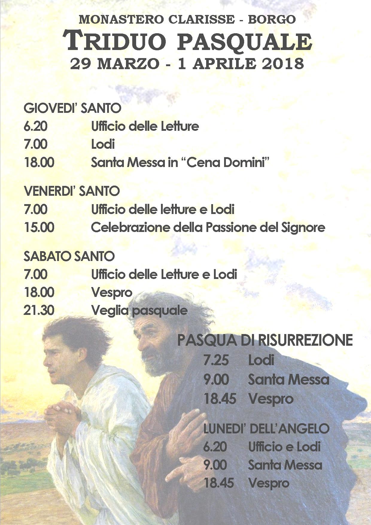 Orari triduo clarisse 2018 chiaro
